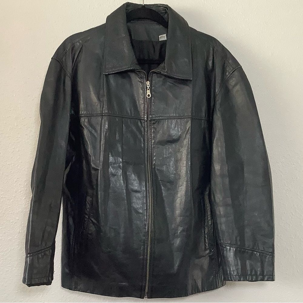Vintage Black Punk Grunge Biker Motorcycle Classic Men's 100% Leather Jacket L